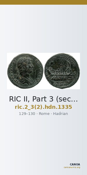 RIC II, Part 3 (second edition) Hadrian 1335 — CANOA