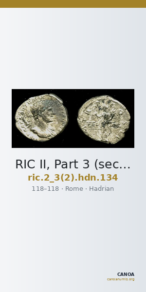RIC II, Part 3 (second edition) Hadrian 134 — CANOA
