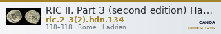 RIC II, Part 3 (second edition) Hadrian 134 — CANOA