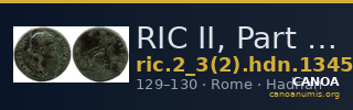 RIC II, Part 3 (second edition) Hadrian 1345 — CANOA