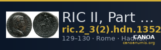 RIC II, Part 3 (second edition) Hadrian 1352 — CANOA
