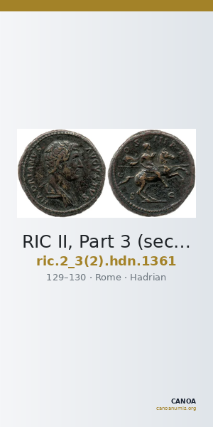 RIC II, Part 3 (second edition) Hadrian 1361 — CANOA