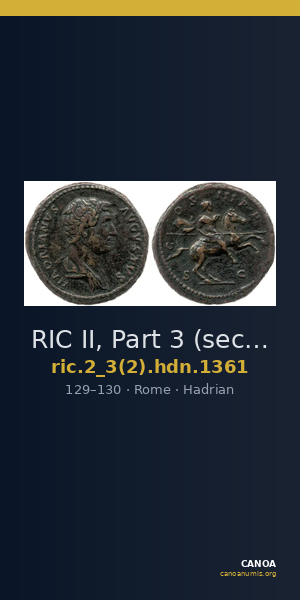 RIC II, Part 3 (second edition) Hadrian 1361 — CANOA