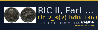 RIC II, Part 3 (second edition) Hadrian 1361 — CANOA