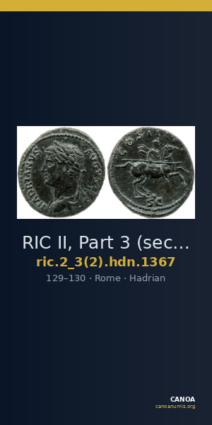 RIC II, Part 3 (second edition) Hadrian 1367 — CANOA