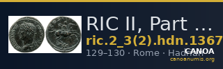 RIC II, Part 3 (second edition) Hadrian 1367 — CANOA