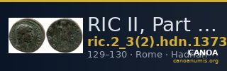 RIC II, Part 3 (second edition) Hadrian 1373 — CANOA