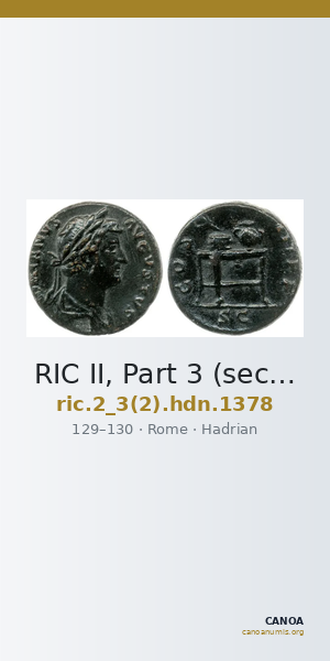 RIC II, Part 3 (second edition) Hadrian 1378 — CANOA