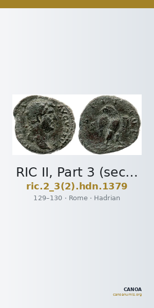 RIC II, Part 3 (second edition) Hadrian 1379 — CANOA