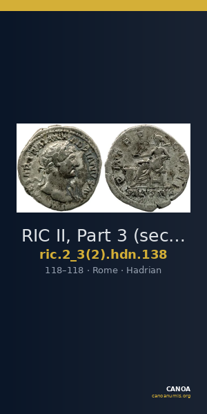 RIC II, Part 3 (second edition) Hadrian 138 — CANOA