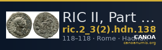 RIC II, Part 3 (second edition) Hadrian 138 — CANOA