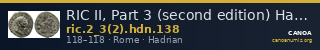 RIC II, Part 3 (second edition) Hadrian 138 — CANOA