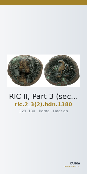 RIC II, Part 3 (second edition) Hadrian 1380 — CANOA