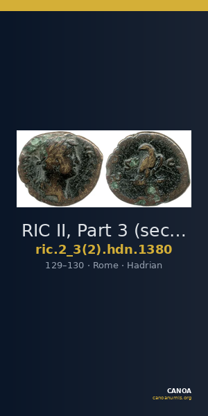 RIC II, Part 3 (second edition) Hadrian 1380 — CANOA