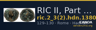 RIC II, Part 3 (second edition) Hadrian 1380 — CANOA