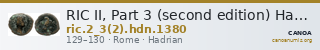 RIC II, Part 3 (second edition) Hadrian 1380 — CANOA