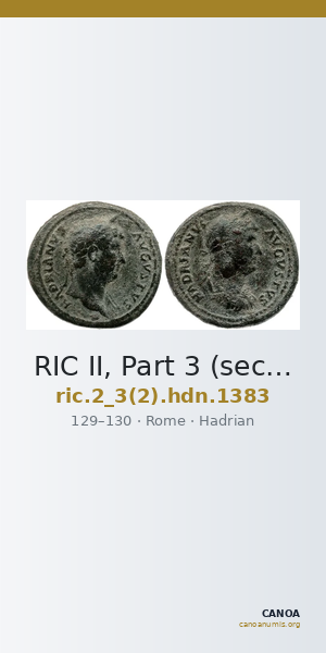 RIC II, Part 3 (second edition) Hadrian 1383 — CANOA