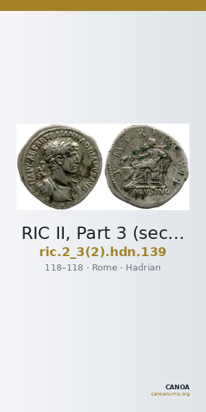 RIC II, Part 3 (second edition) Hadrian 139 — CANOA