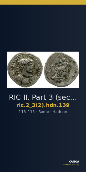 RIC II, Part 3 (second edition) Hadrian 139 — CANOA