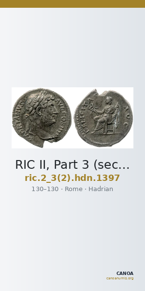 RIC II, Part 3 (second edition) Hadrian 1397 — CANOA