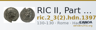 RIC II, Part 3 (second edition) Hadrian 1397 — CANOA