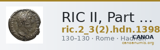 RIC II, Part 3 (second edition) Hadrian 1398 — CANOA