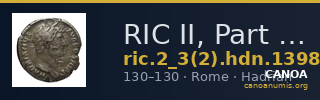 RIC II, Part 3 (second edition) Hadrian 1398 — CANOA