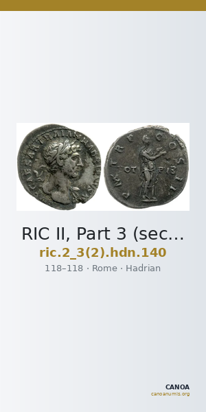 RIC II, Part 3 (second edition) Hadrian 140 — CANOA