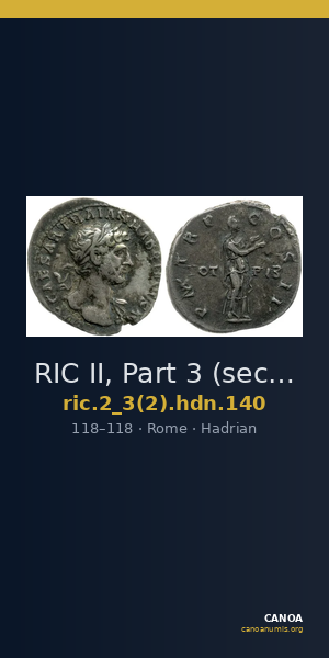 RIC II, Part 3 (second edition) Hadrian 140 — CANOA