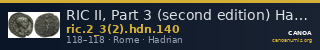 RIC II, Part 3 (second edition) Hadrian 140 — CANOA