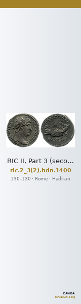 RIC II, Part 3 (second edition) Hadrian 1400 — CANOA