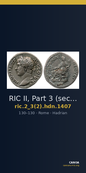 RIC II, Part 3 (second edition) Hadrian 1407 — CANOA
