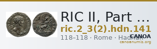 RIC II, Part 3 (second edition) Hadrian 141 — CANOA