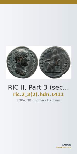 RIC II, Part 3 (second edition) Hadrian 1411 — CANOA