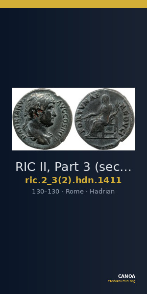 RIC II, Part 3 (second edition) Hadrian 1411 — CANOA