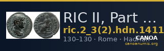 RIC II, Part 3 (second edition) Hadrian 1411 — CANOA