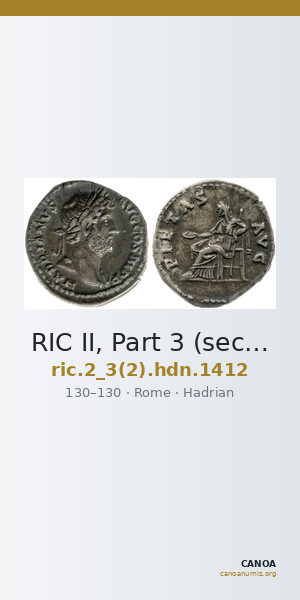 RIC II, Part 3 (second edition) Hadrian 1412 — CANOA