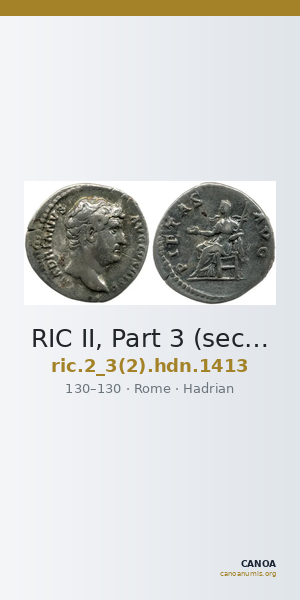 RIC II, Part 3 (second edition) Hadrian 1413 — CANOA