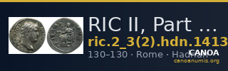 RIC II, Part 3 (second edition) Hadrian 1413 — CANOA