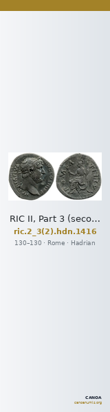RIC II, Part 3 (second edition) Hadrian 1416 — CANOA