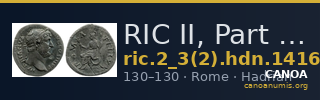 RIC II, Part 3 (second edition) Hadrian 1416 — CANOA
