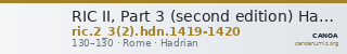 RIC II, Part 3 (second edition) Hadrian 1419-1420 — CANOA