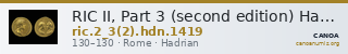 RIC II, Part 3 (second edition) Hadrian 1419 — CANOA