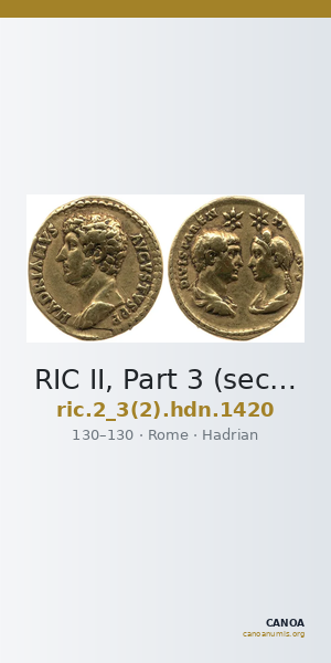 RIC II, Part 3 (second edition) Hadrian 1420 — CANOA