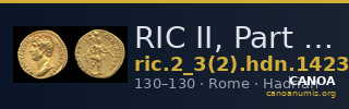 RIC II, Part 3 (second edition) Hadrian 1423 — CANOA