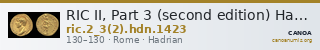 RIC II, Part 3 (second edition) Hadrian 1423 — CANOA