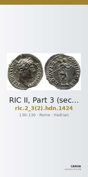 RIC II, Part 3 (second edition) Hadrian 1424 — CANOA