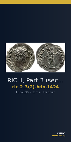 RIC II, Part 3 (second edition) Hadrian 1424 — CANOA