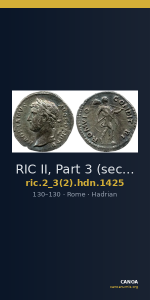 RIC II, Part 3 (second edition) Hadrian 1425 — CANOA