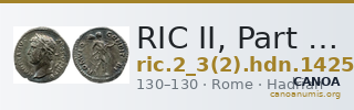 RIC II, Part 3 (second edition) Hadrian 1425 — CANOA